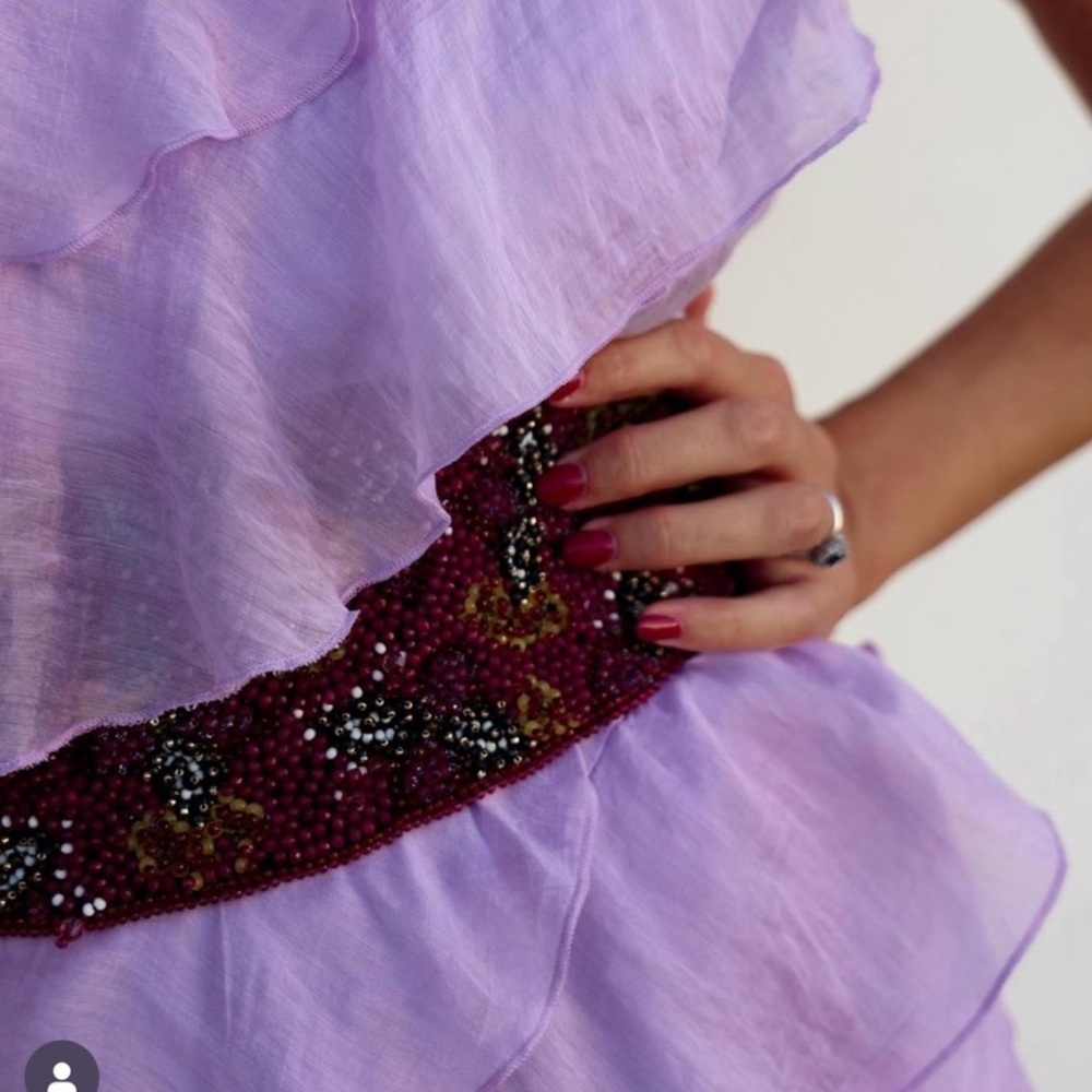New Zara Purple Beaded Sash Belt 7521/037 Size 30